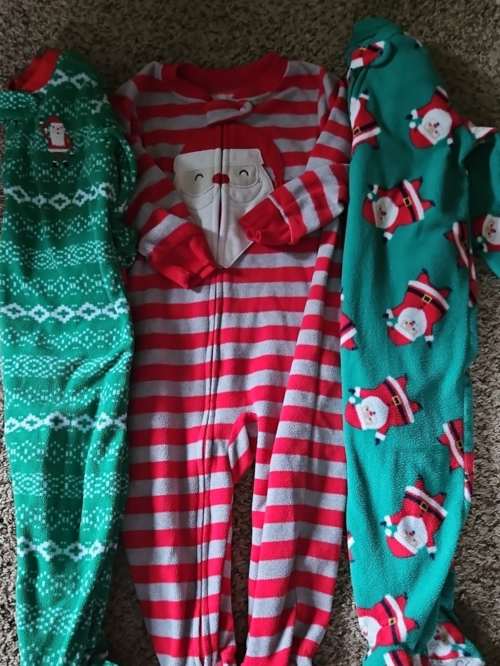 Carter's Red & Green Holiday Fleece One-Piece Footie Pajamas
